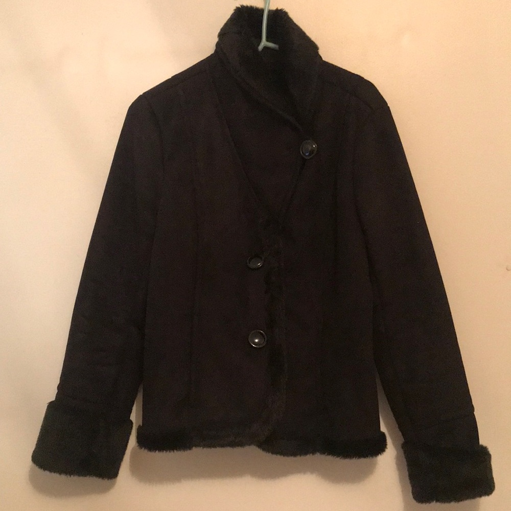 suede and faux fur coat